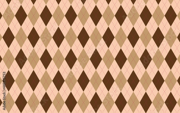 Fototapeta 背景素材　シンプルなアーガイルチェック柄　カーキとチョコレートブラウン