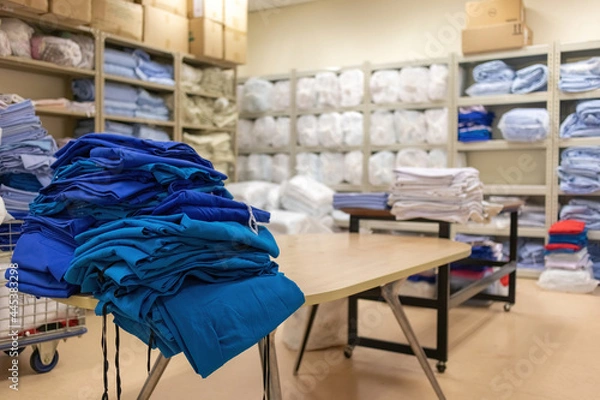 Obraz view of hospital store clean linen