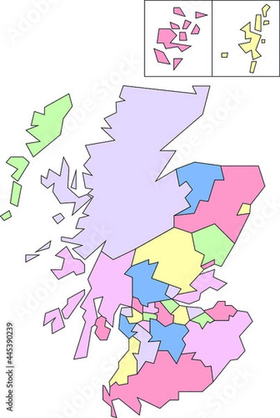 Fototapeta Vector map of Scotland to study with outline