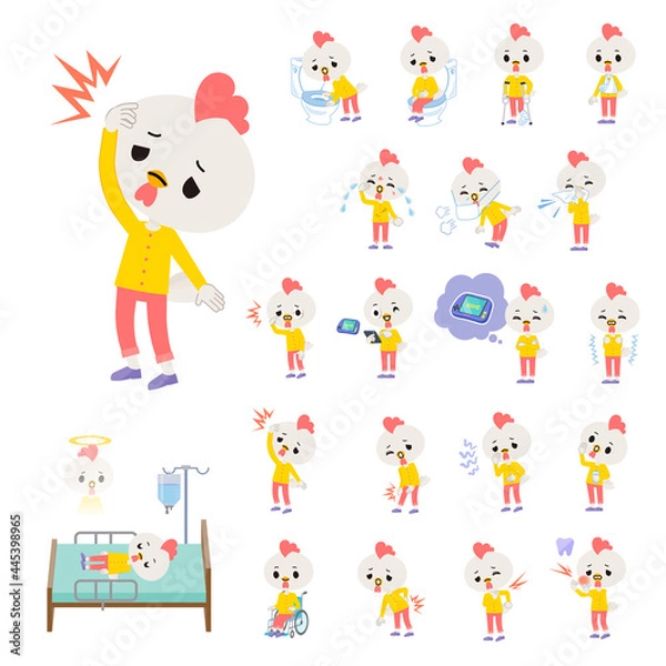 Fototapeta 怪我や病気状態のトリの男の子のセット