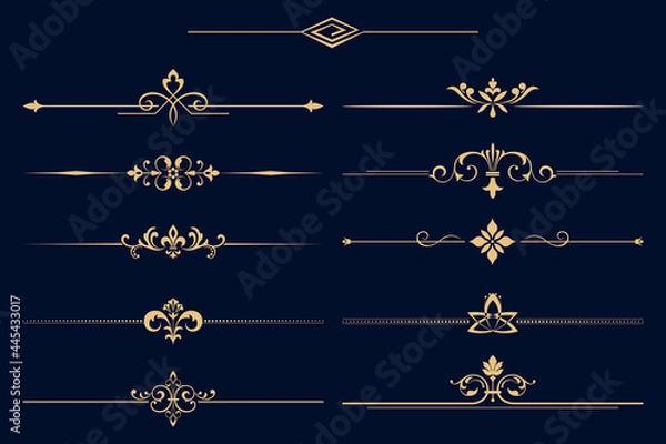 Fototapeta Vintage set. Floral elements for design monograms, invitations, frames, menus and labels. Graphic design of the website, cafes, boutiques, hotels, wedding invitations.