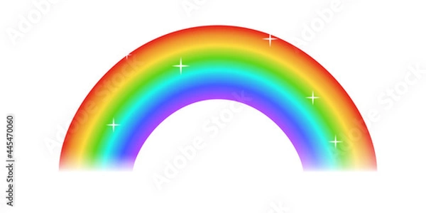 Obraz Rainbow with sparkles isolated on white background. Fantasy arch with transparency. Bright decorative element.