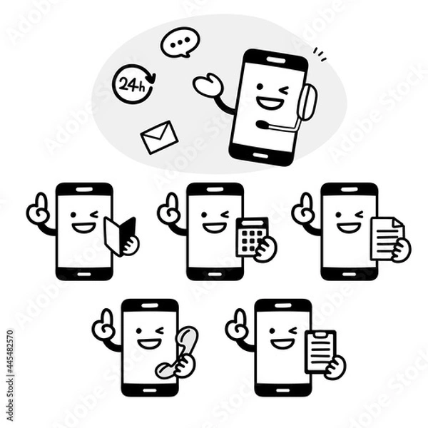 Obraz スマホのキャラクターのお問い合わせに関する表情セット