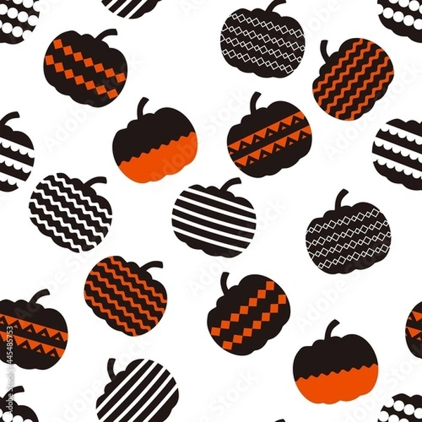 Obraz Vector seamless pattern with pumpkins. Halloween vector background. Design element for textiles, notebooks, posters, web and other uses.