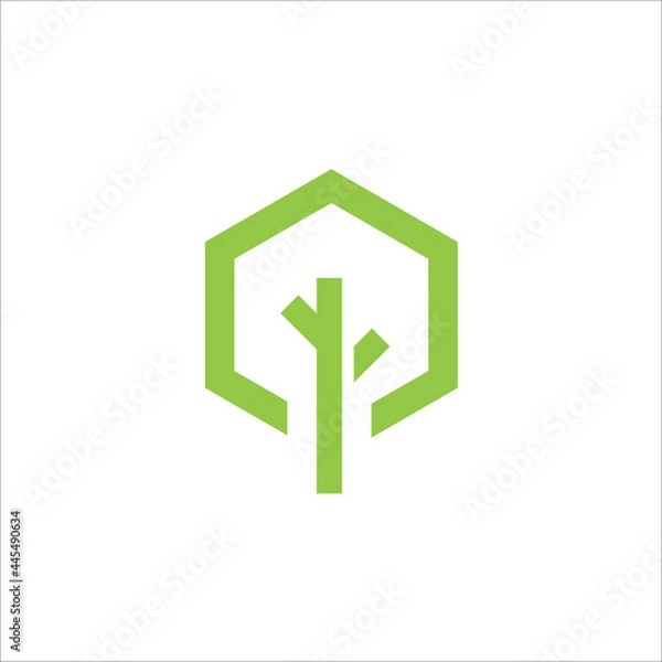Obraz Monogram logo hexagon tree 