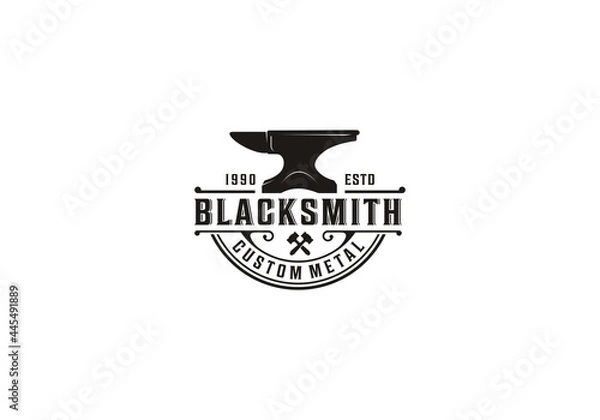 Obraz blacksmith logo template in white background