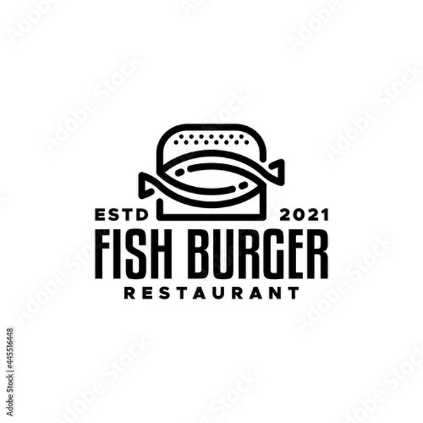 Fototapeta combination of a burger and a fish. good for burger restaurant, bistro, cafe or any business related with burger.