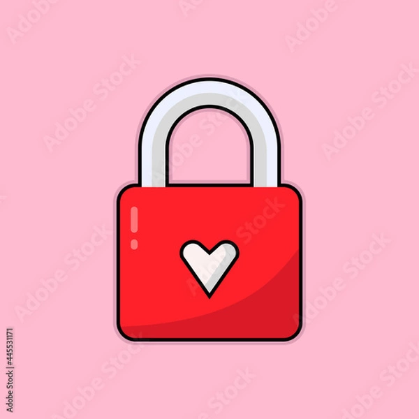 Fototapeta Cute lock on pink background. Vector illustration.