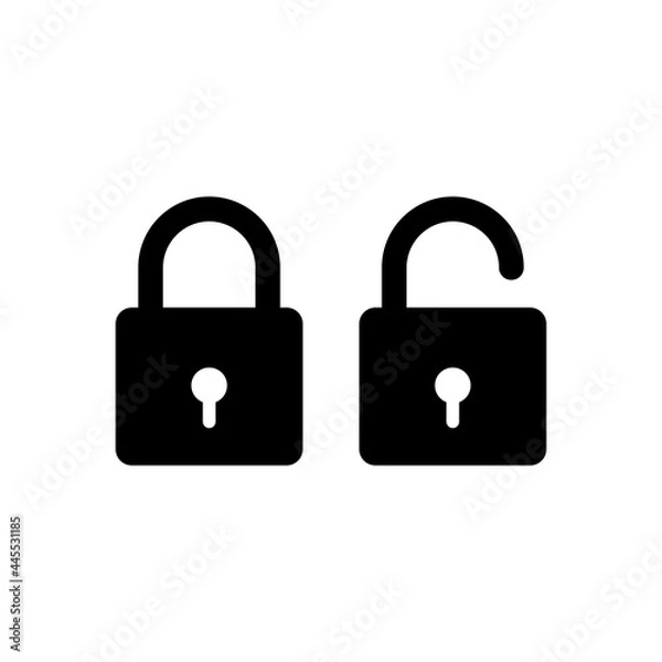 Fototapeta Lock and unlock vector icons. Simple, flat design.