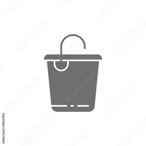 Obraz Vector cleaning bucket, plastic container grey icon.