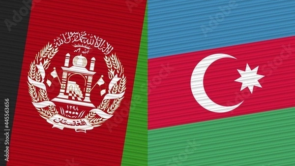Fototapeta Azerbaijan and Afghanistan Two Half Flags Together Fabric Texture Illustration
