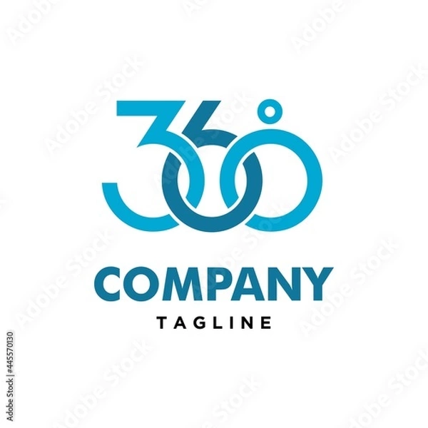 Obraz 360 Degrees Cool Numeric Logo Design Vector Image