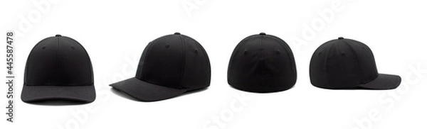 Obraz Black stretch fit baseball cap product array isolated on a white infinity cove background