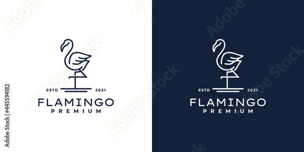Obraz Ilustracja logo logo Flamingo Ilustka ikon mono linii