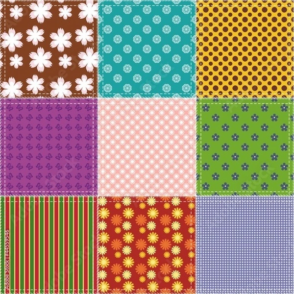 Fototapeta patchwork background with different patterns