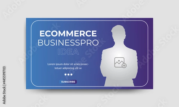 Fototapeta eCommerce Video thumbnail design for any video. Editable e-commerce business  thumbnail template for social media and web banner