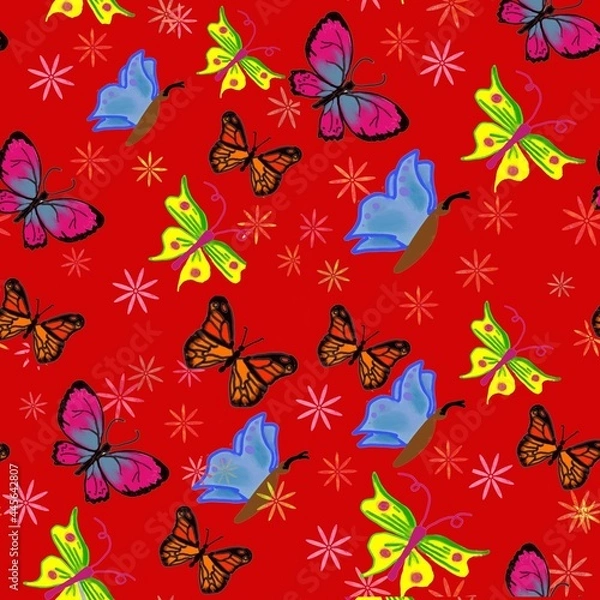 Fototapeta seamless pattern with butterflies