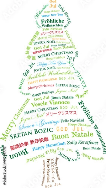 Obraz Multi-Lingual Textual Christmas Tree