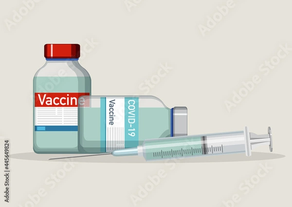 Obraz vaccine bottles, covid-19 vaccine, shot, injection, vaccine illustration, corona serum, serum, vaccine vial