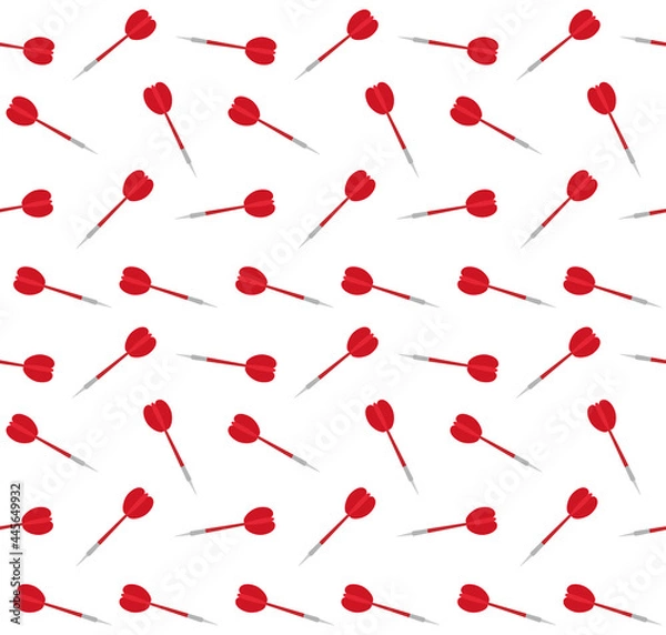 Fototapeta Vector seamless pattern of flat cartoon colored dart isolated on white background