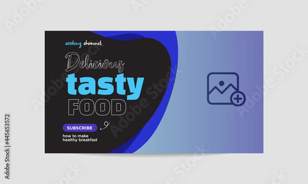 Fototapeta food vlog video thumbnail and web banner template for cooking channel. Food recipe art video thumbnails and social media banner