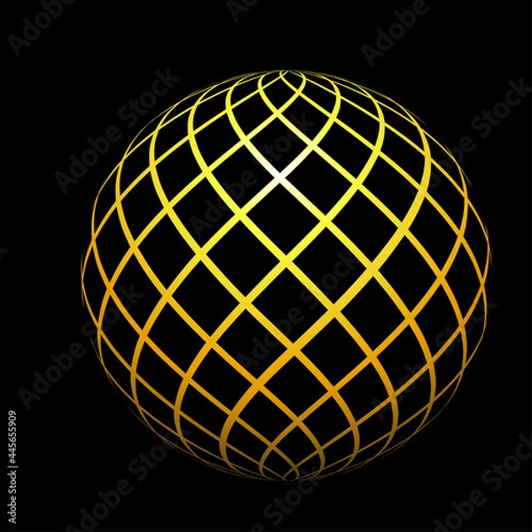 Fototapeta geometric circles, with a gold color on a black background so that it looks bright shining, smooth lines on each curve.