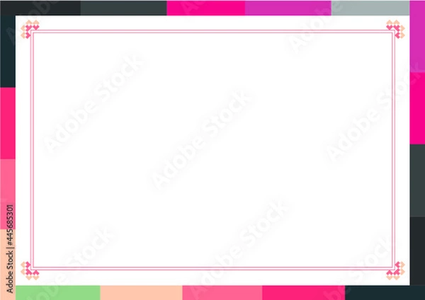 Obraz 동양적인 색감과 패턴의 사각 프레임