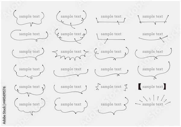 Obraz ふきだし　あしらい　ペン　墨溜まり　手書き　アイコン　セット	