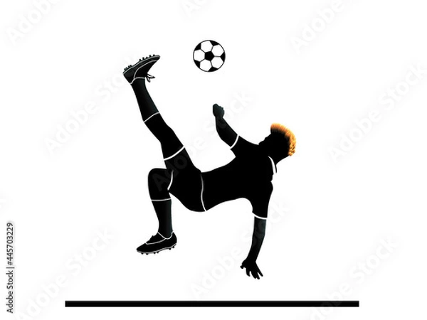 Fototapeta football player kicking ball vector high quality graphic design on white background