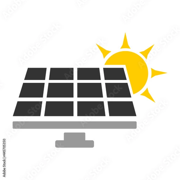 Fototapeta Photovoltaics icon isolated on white background. Solar power concept