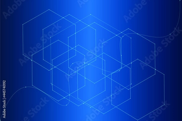 Fototapeta Abstract lines and dots connect background. Technology connection digital data and big data concept.