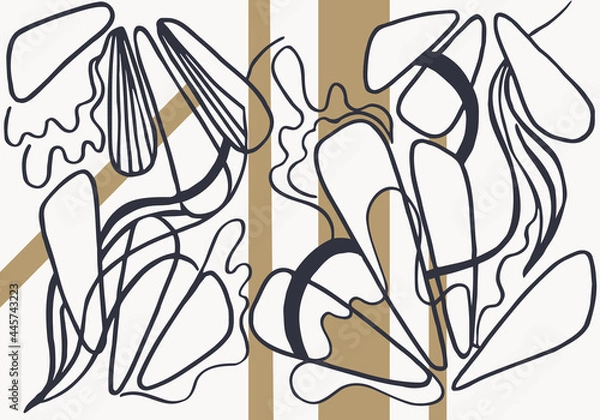 Fototapeta design of the outlines of abstract forms in three colors