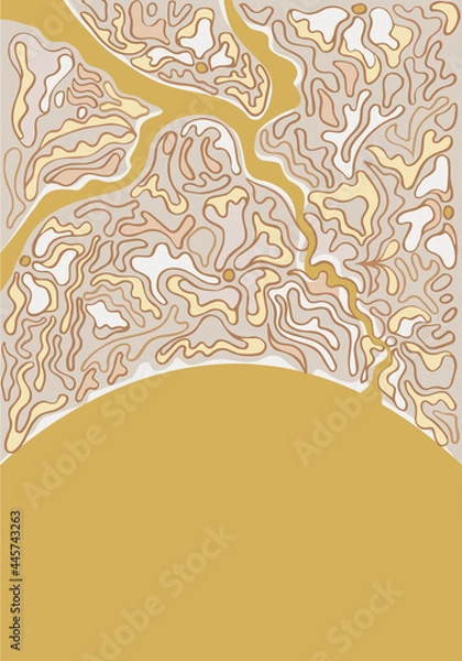 Obraz template with abstract sun image and floral shapes