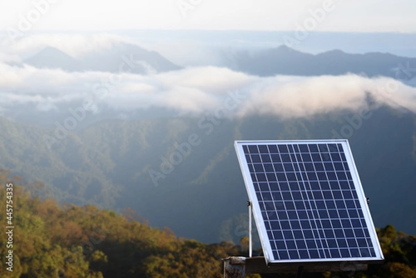 Obraz Small size solar cells panels on the mountain.