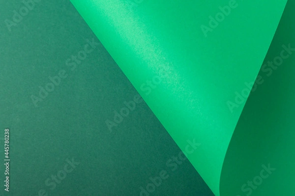 Obraz Design background curved background from green cardboard. Top view, flat lay