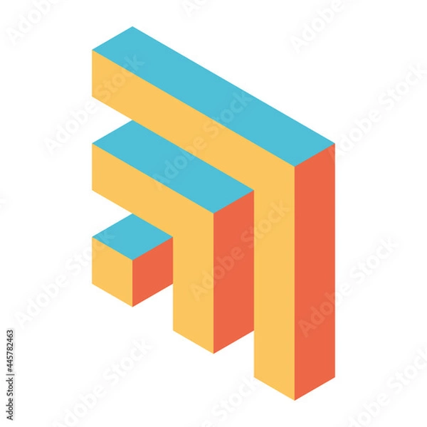 Obraz Abstract object of cubes. Retro colored. Isometric 3D vector object.