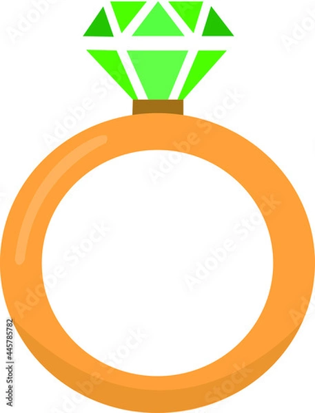 Fototapeta Emerald Ring Illustration. Gold ring with emerald stone