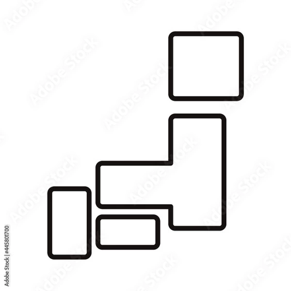 Obraz 日本地図のシンプルな白黒細線アイコン/白背景