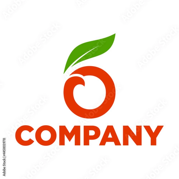 Fototapeta Abstract orange fruit logo design with letter O vector graphic