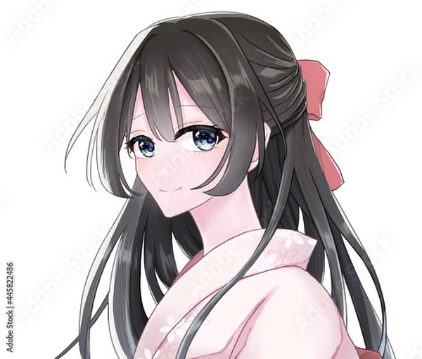 Fototapeta 着物を着た女性　照れ笑い