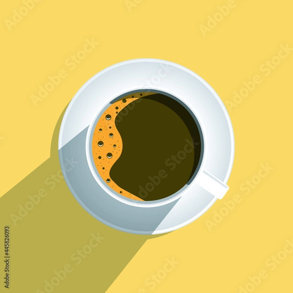 Fototapeta cup of coffee top view vector illustration