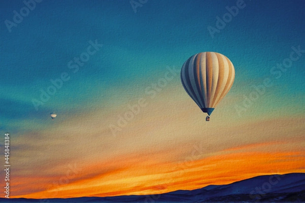 Obraz hot air balloon over sunset