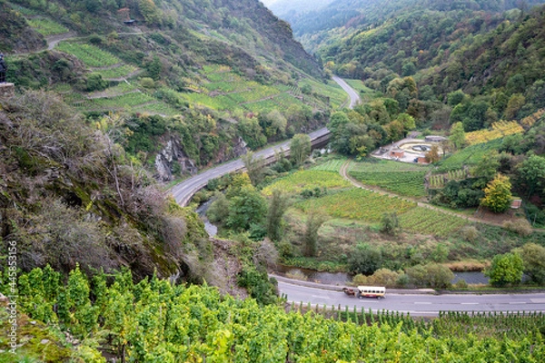 Obraz Ahr Valley, Rheinland-Pfalz, Germany. Ahr River, seen in photo, flooded in July 2021 inundating this valley