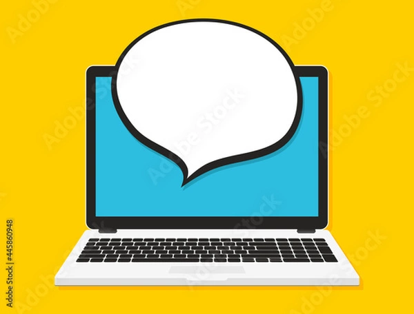 Obraz Laptop with speech bubble on screen