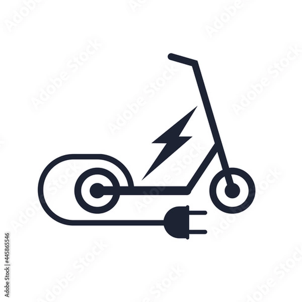 Obraz Electric scooter ,E scooter line icon. Battery powered scooter inside circle with a plug Vector illustration