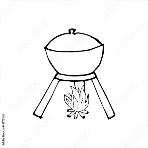 Fototapeta casserole with food over the fire