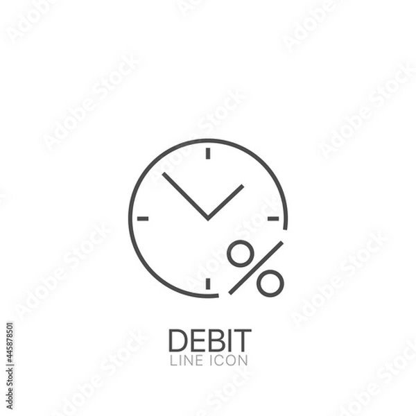 Obraz Clock and percent vector line icon. Editable stroke
