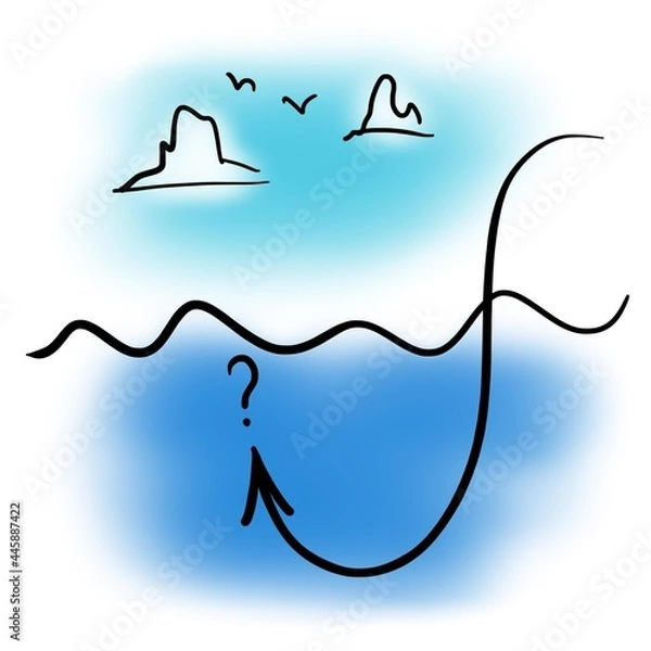 Obraz Process of diving and surfacing into the sea