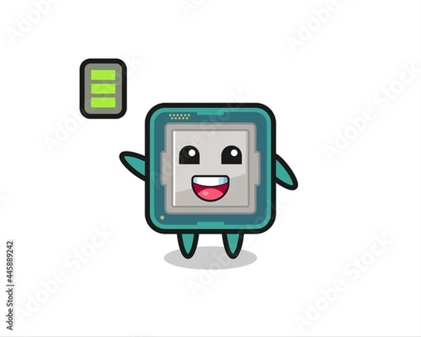 Fototapeta processor mascot character with energetic gesture