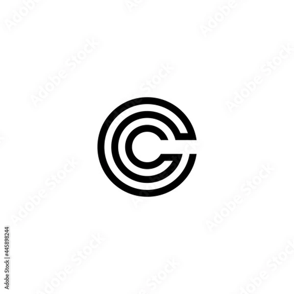 Fototapeta Letter C logo monogram three fine lines creative design, typography design inspiration